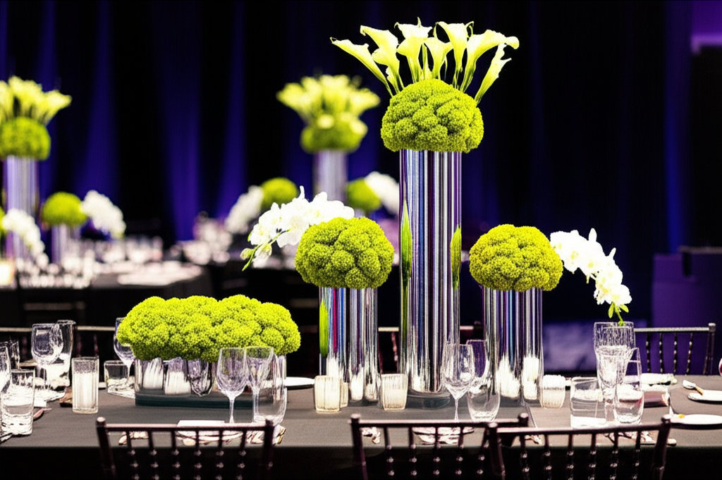 Decorațiuni florale moderne pentru eveniment corporate